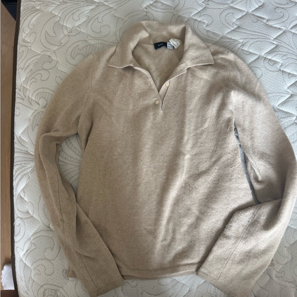 Saks Fifth Avenue Tan V-Neck Sweater